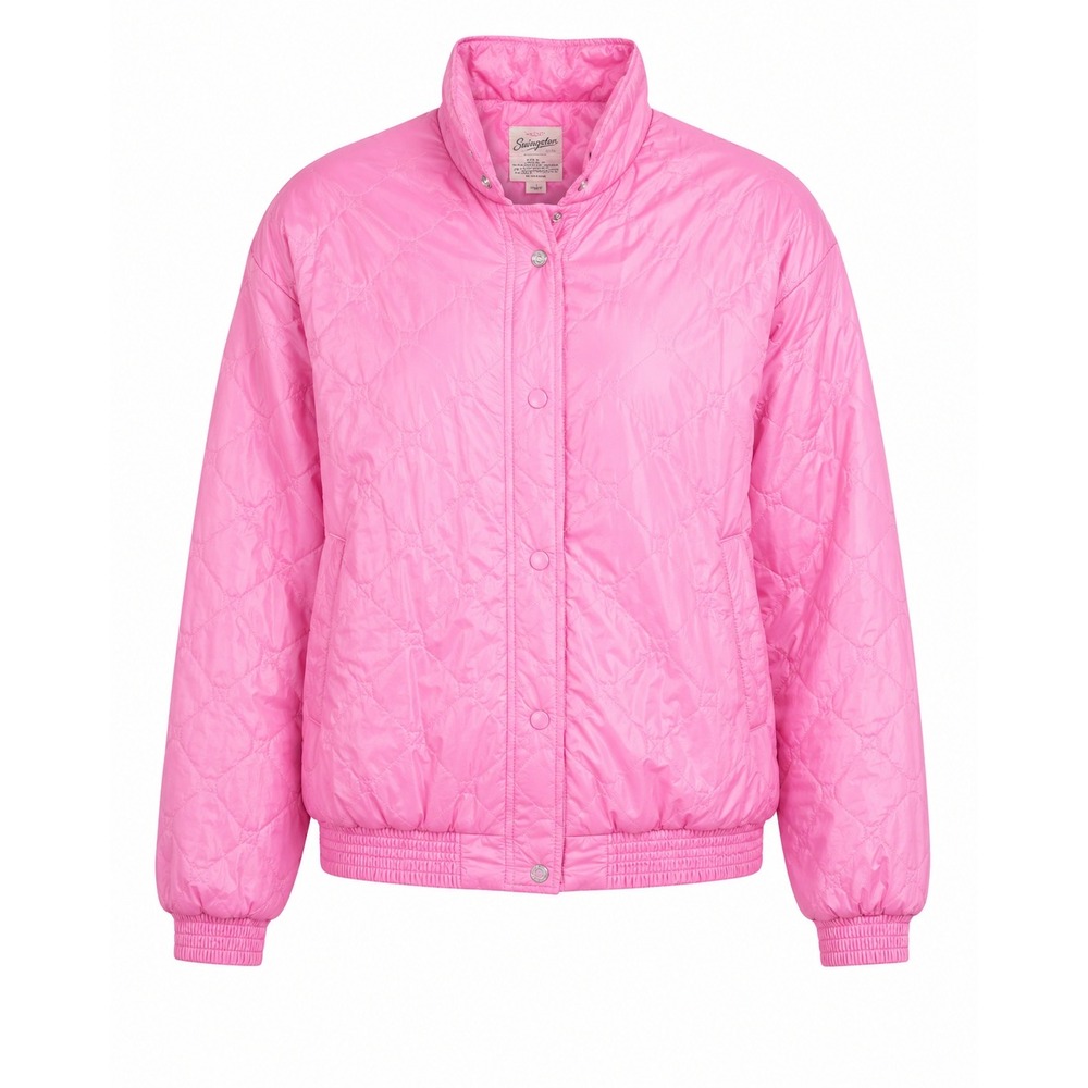 Vintage 80s Players Club‎ Pink Quilted Bomber Jacket Womens Medium Jacket